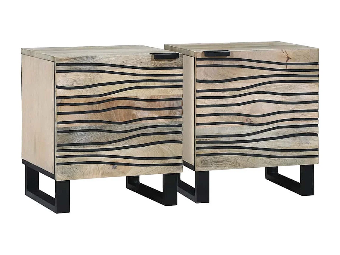 Table de chevet Lot de 2 Naturel 40x33.5x46 cm