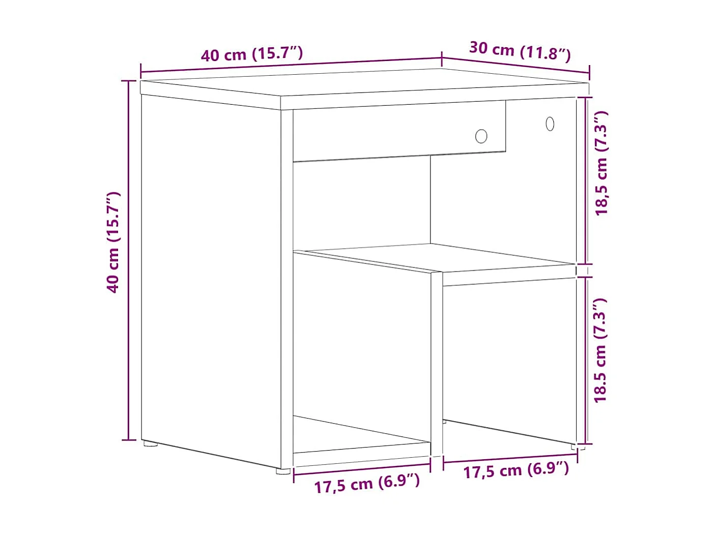 Nachttisch-Beistelltisch Schwarze Eiche 40 x 30 x 40 cm Holzwerkstoff SHL15450