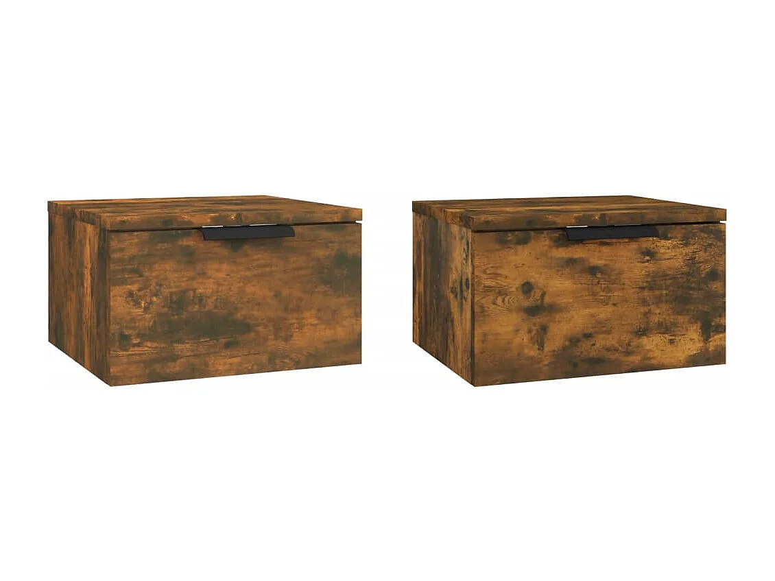 Nachttisch hängend 2er Set | Wand-Nachttische Räuchereiche 34x30x20 cm SHL76906