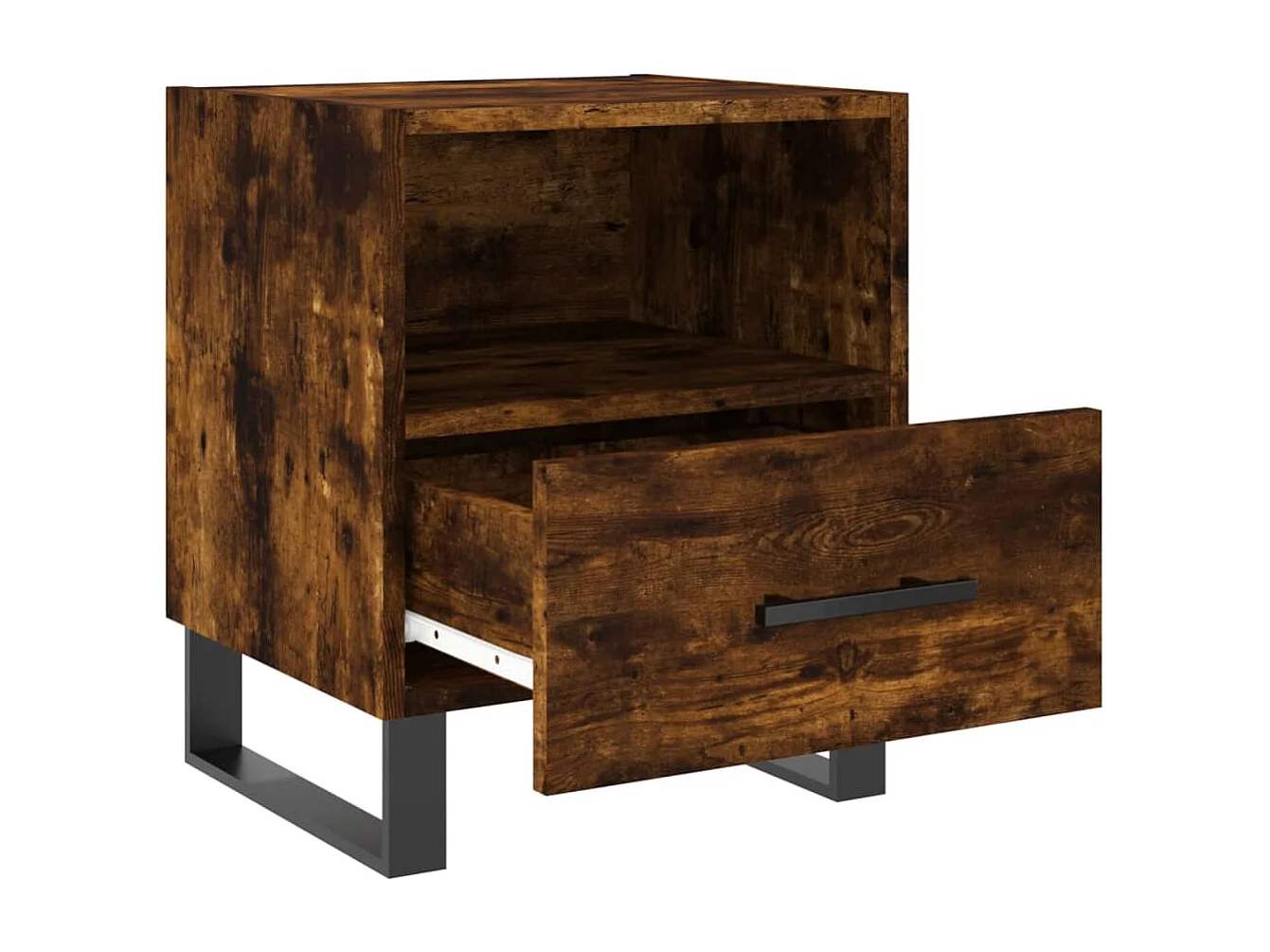 Nachttisch 2er Set-Beistelltisch-Nachttischkommode Räuchereiche 40x35x47,5 cm Holzwerkstoff SHL84041