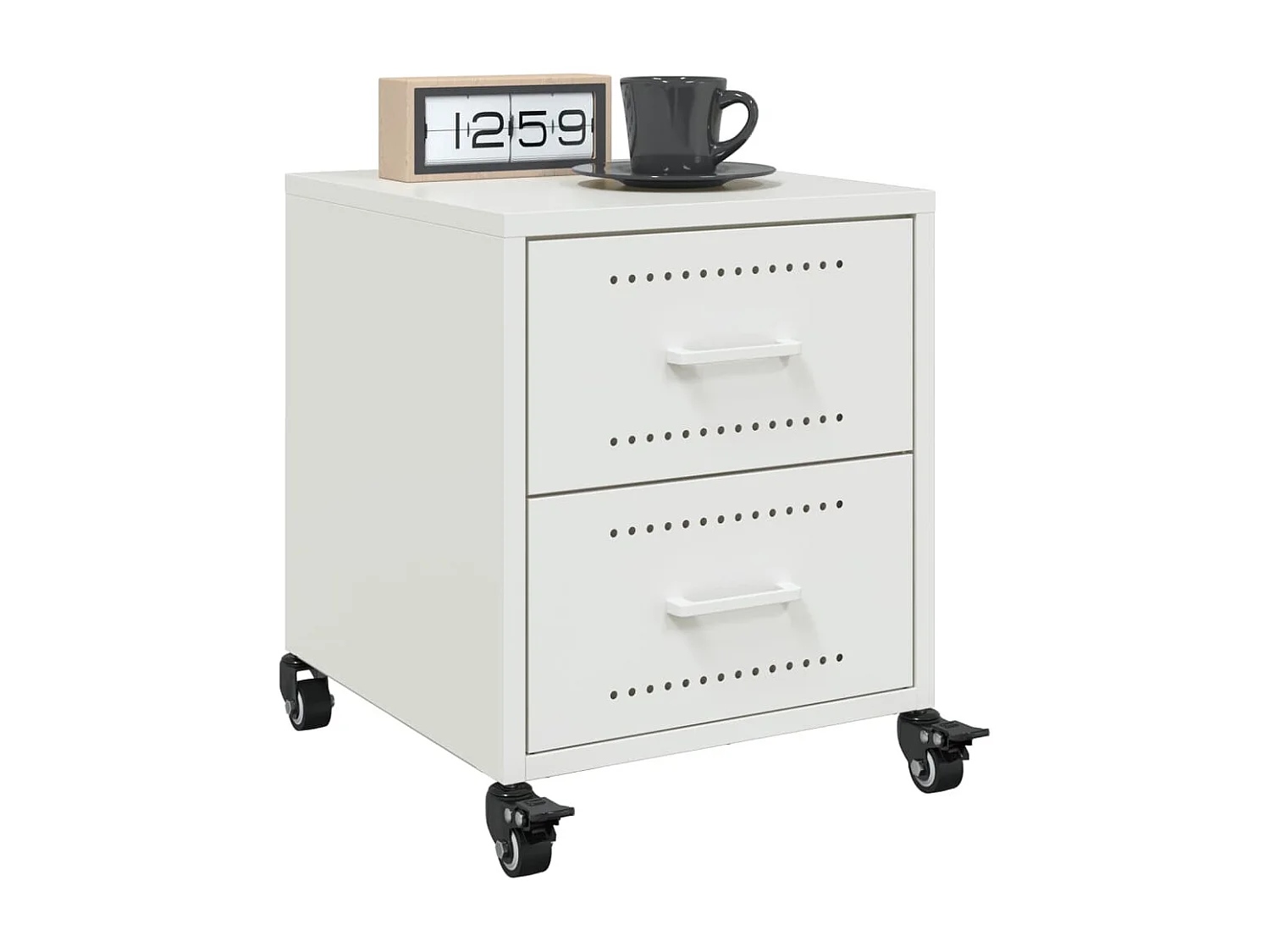 Nachttisch-Beistelltisch-Nachtschrank Weiß 36x39x43,5 cm Stahl SHL71522