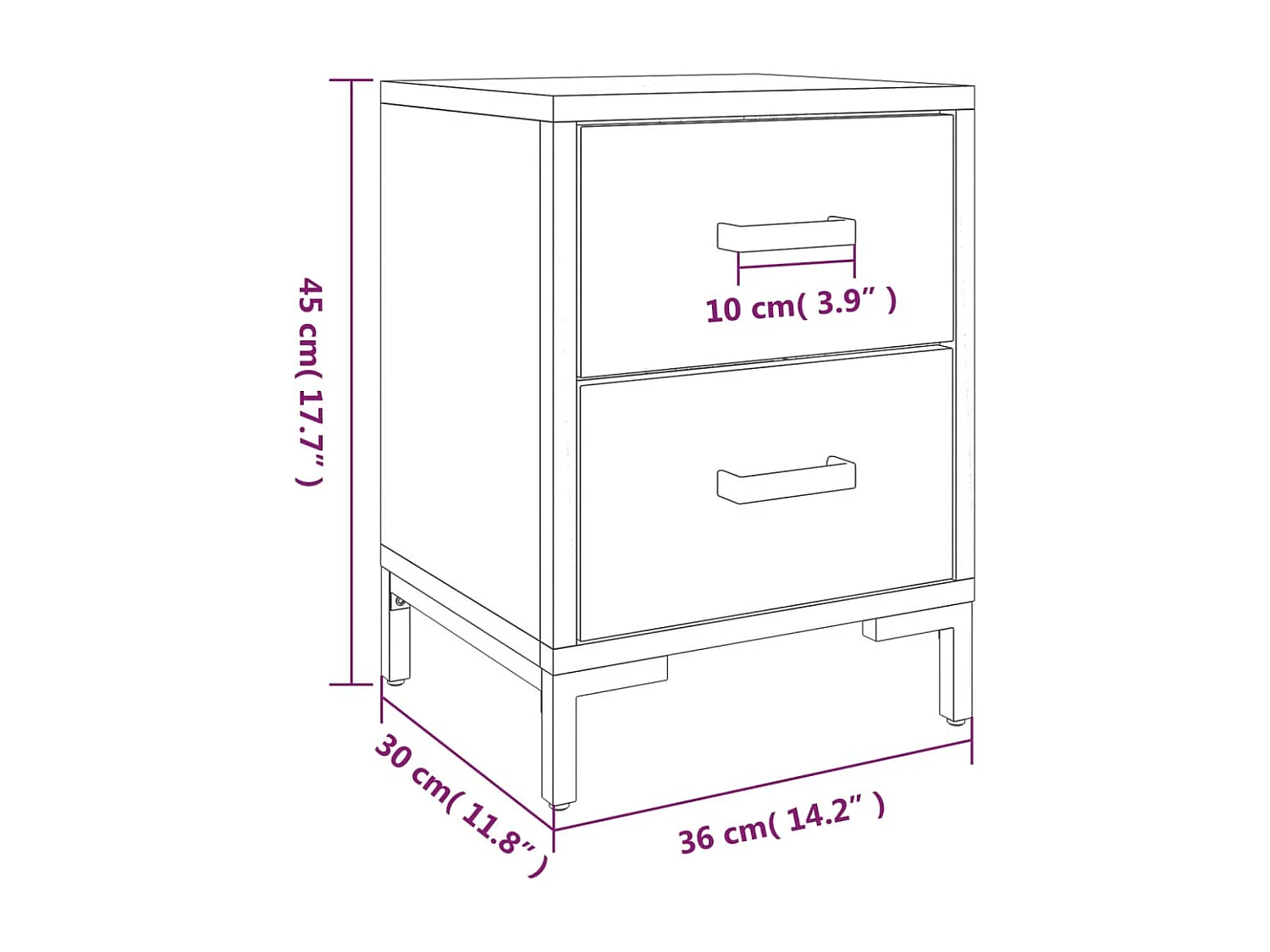 Mesitas de noche | Mesilla de noche 2 uds madera maciza de pino 36x30x45 cm