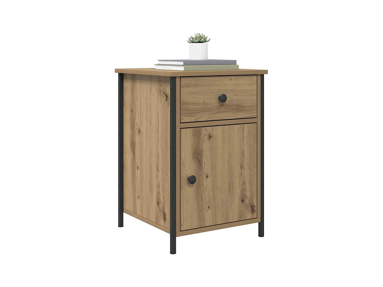 Table de chevet-Table de Nuit avec tiroir chêne artisanal 40x42x60 cm