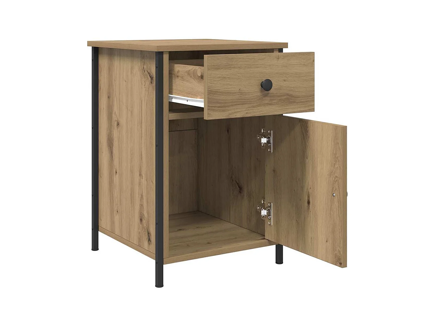 Table de chevet-Table de Nuit avec tiroir chêne artisanal 40x42x60 cm