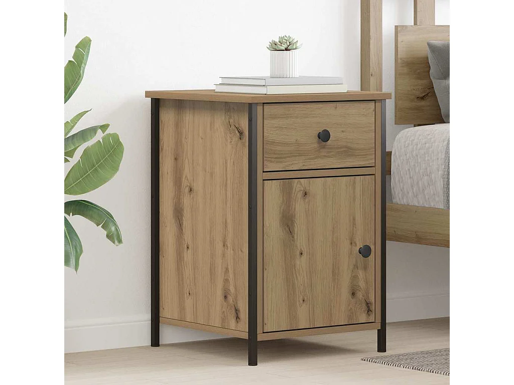 Mesita de Noche | Armario de Noche | Mesilla de noche con cajón Roble artisan 40x42x60 cm