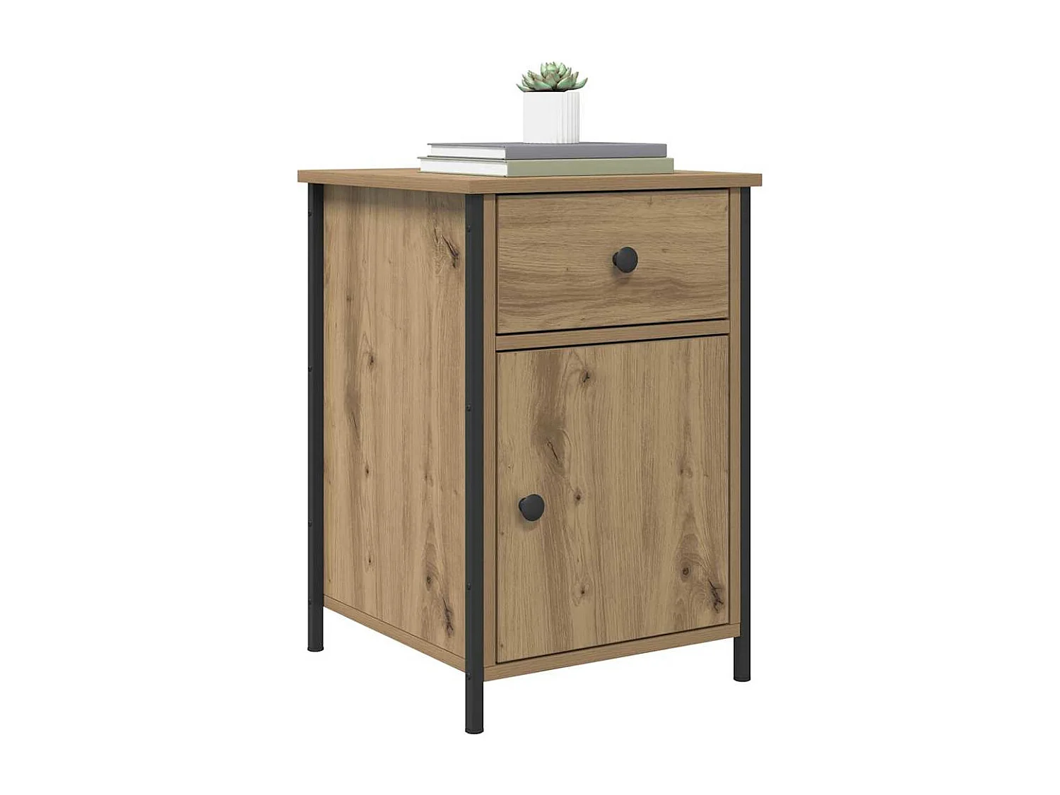 Mesita de Noche | Armario de Noche | Mesilla de noche con cajón Roble artisan 40x42x60 cm