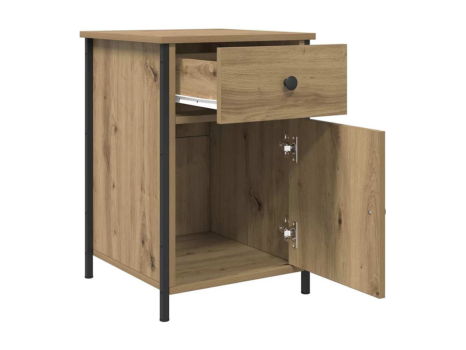 Mesita de Noche | Armario de Noche | Mesilla de noche con cajón Roble artisan 40x42x60 cm