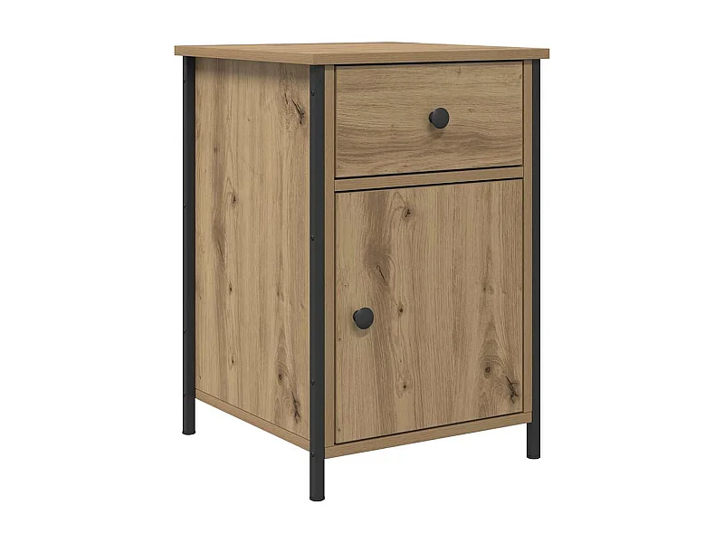 Nachtkastje met lade | Bijzettafel Modern | Opbergkastje artisanaal eikenkleurig 40 x 42 x 60 cm