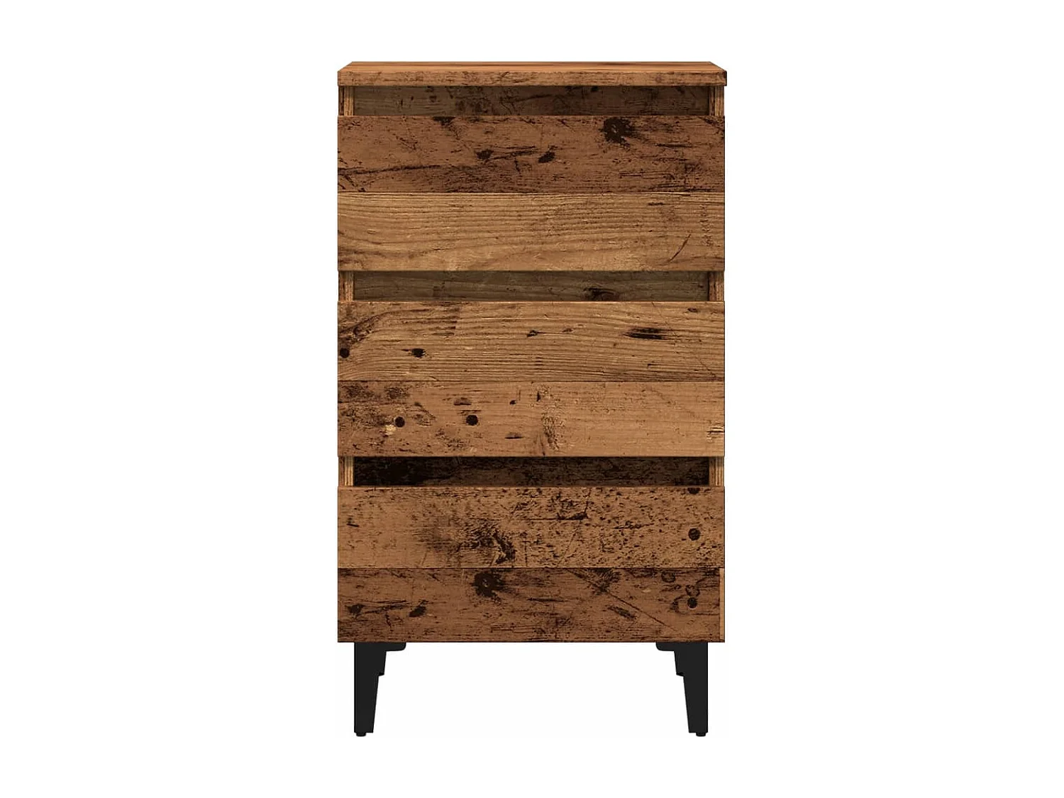 Table de chevet-Table d'appoint avec pieds en métal vieux bois 40x35x69 cm