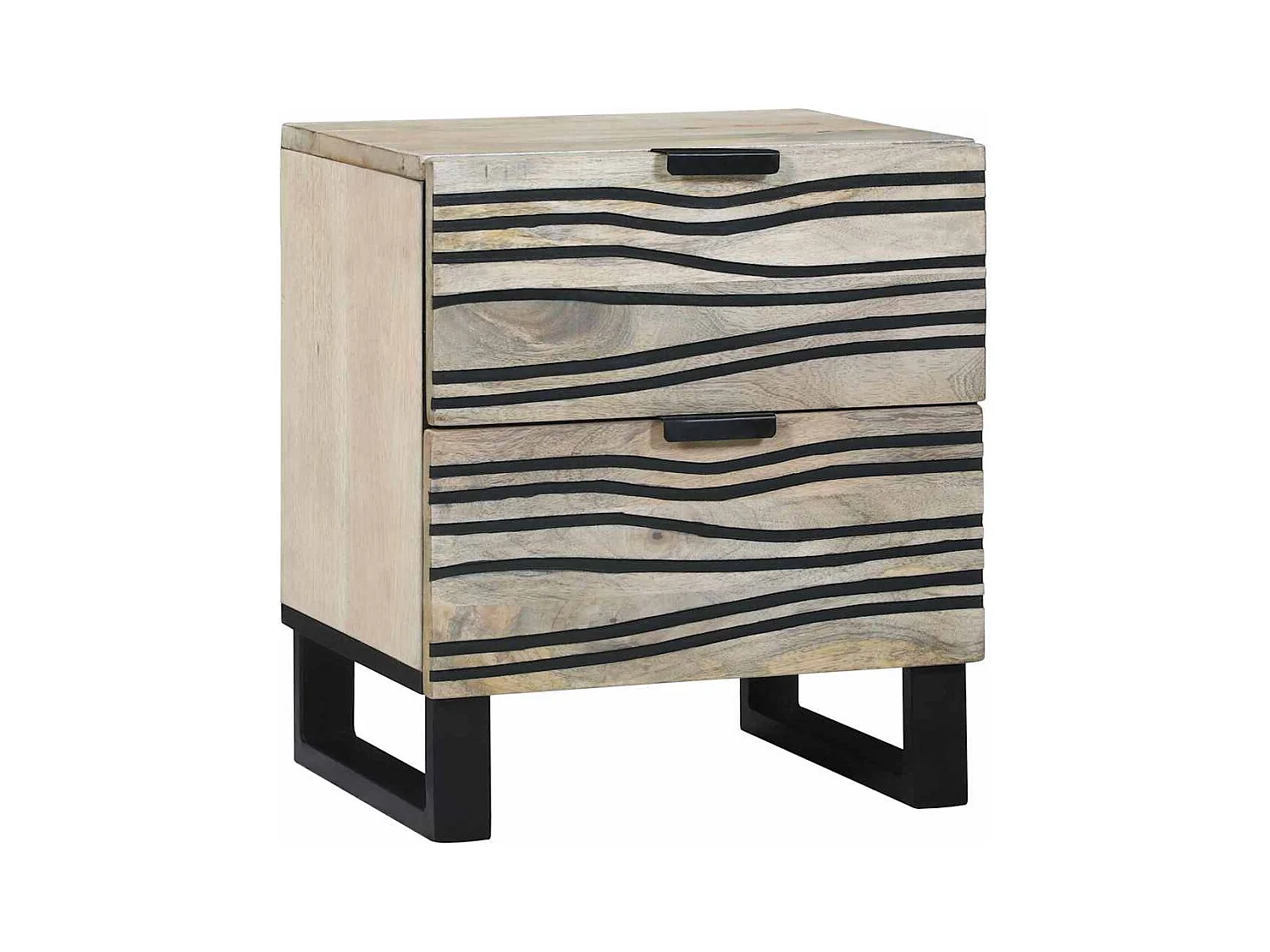 Mesita de Noche | Armario de Noche 2 uds con cajón Blanco y negro 40x33x46 cm