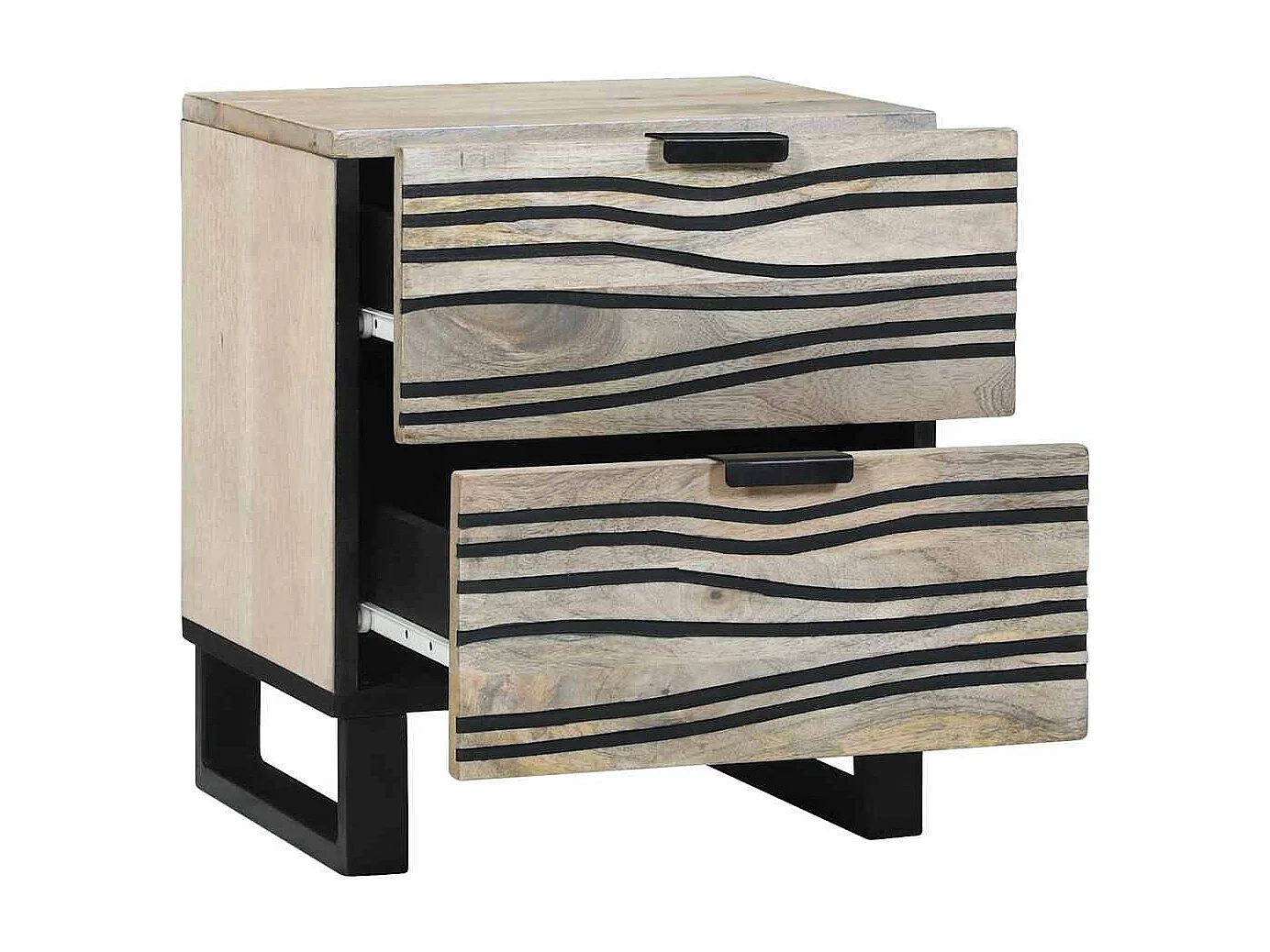 Nachttisch 2er Set-Beistelltisch Weiß und Schwarz 40 x 33 x 46 cm SHL14920