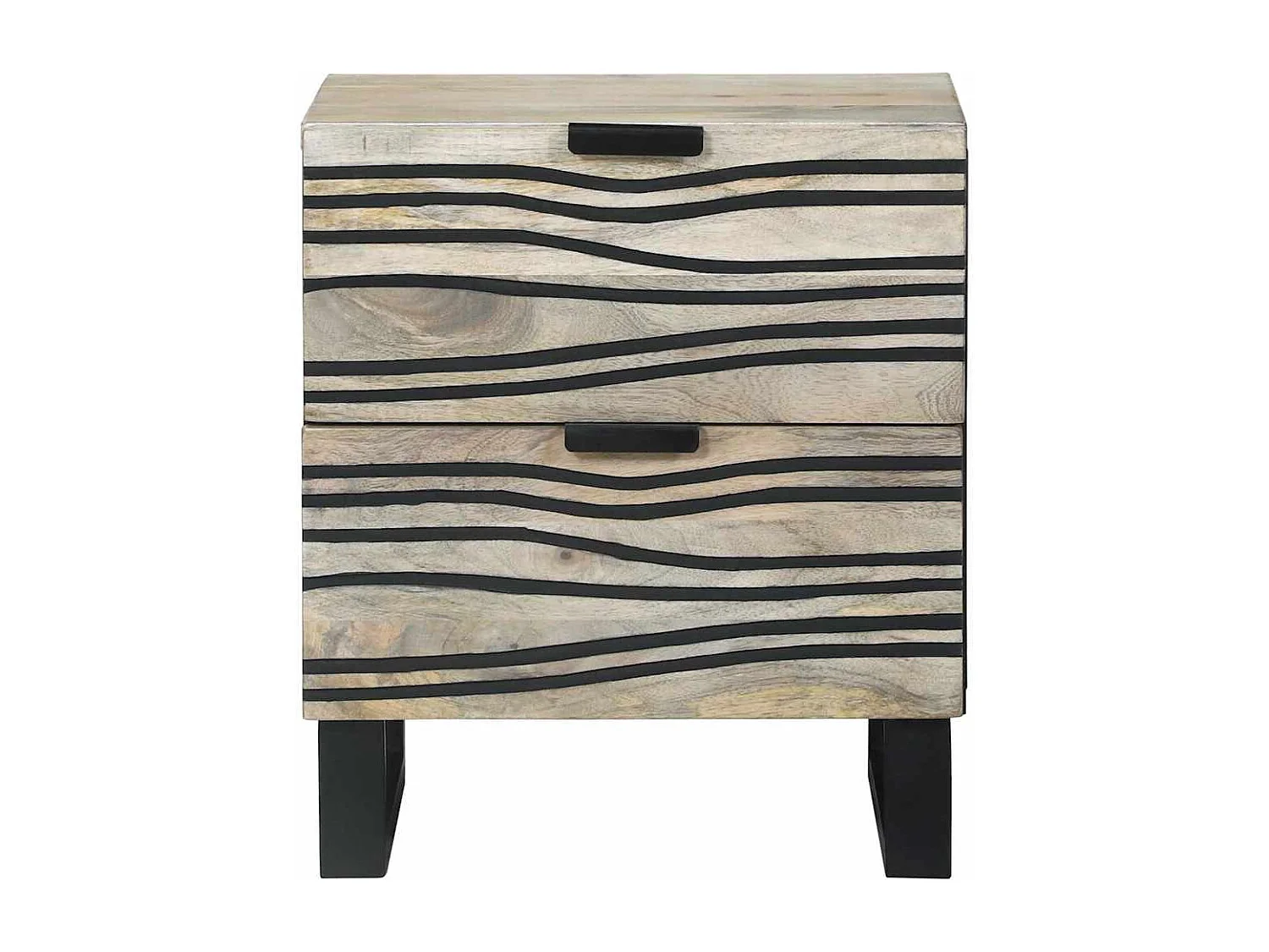 Nachttisch 2er Set-Beistelltisch Weiß und Schwarz 40 x 33 x 46 cm SHL14920