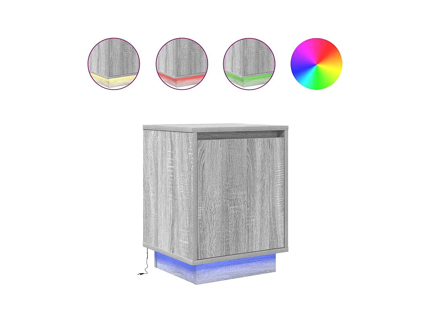 Mesilla de noche | Mesita de noche con luces LED Sonoma gris 38x34x50 cm