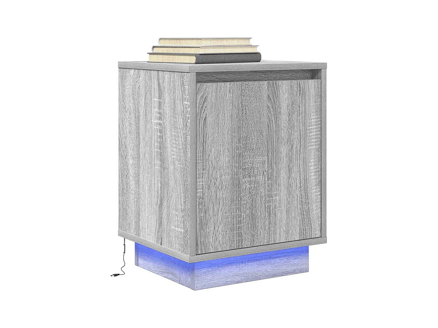 Mesilla de noche | Mesita de noche con luces LED Sonoma gris 38x34x50 cm