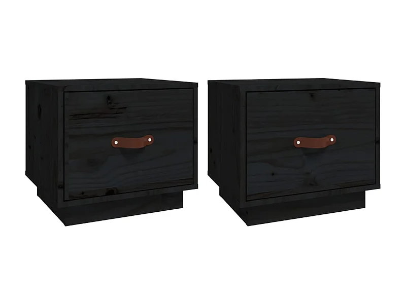 Mesitas de noche | Mesilla de noche 2 uds madera maciza de pino negro 40x34x35 cm