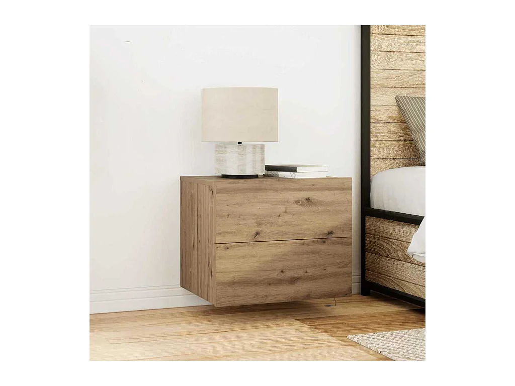 Mesita de Noche | Armario de Noche montado en la pared con cajón Roble artisan