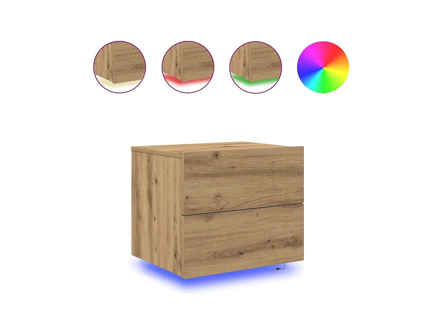 Mesita de Noche | Armario de Noche montado en la pared con cajón Roble artisan