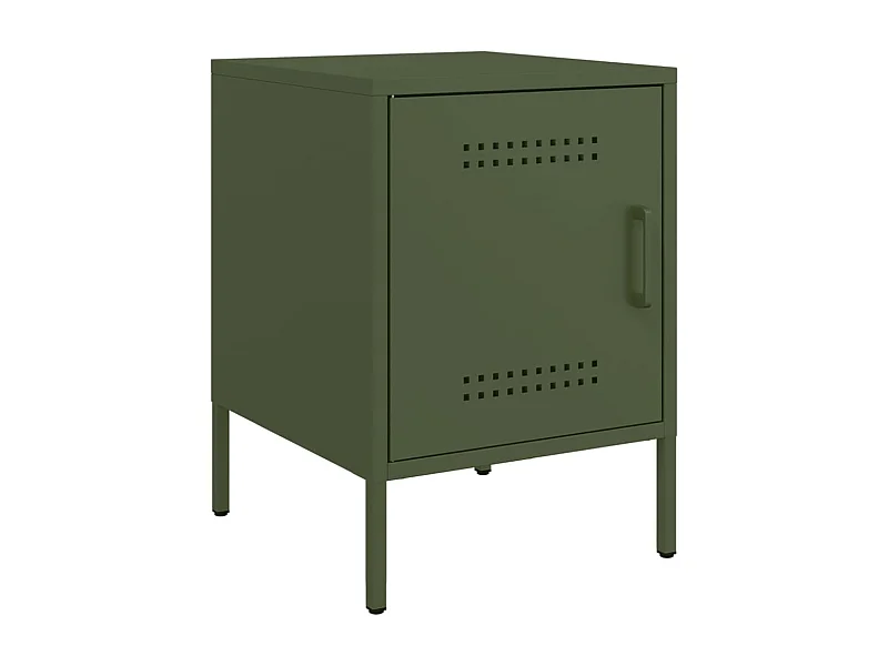 Table de chevet Étroite-Table d'appoint-Table de nuit vert olive 36x39x50,5 cm acier