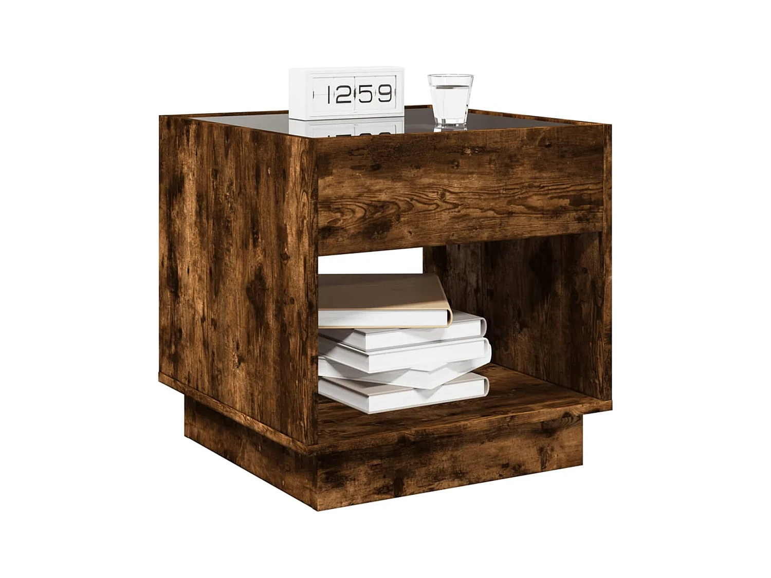 Mesita de noche | Mesilla de noche con Infinity LED roble ahumado 50x50x50 cm