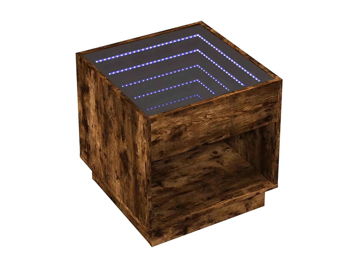 Nachttisch-Beistelltisch mit Infinity-LED Räuchereiche 50x50x50 cm SHL2061