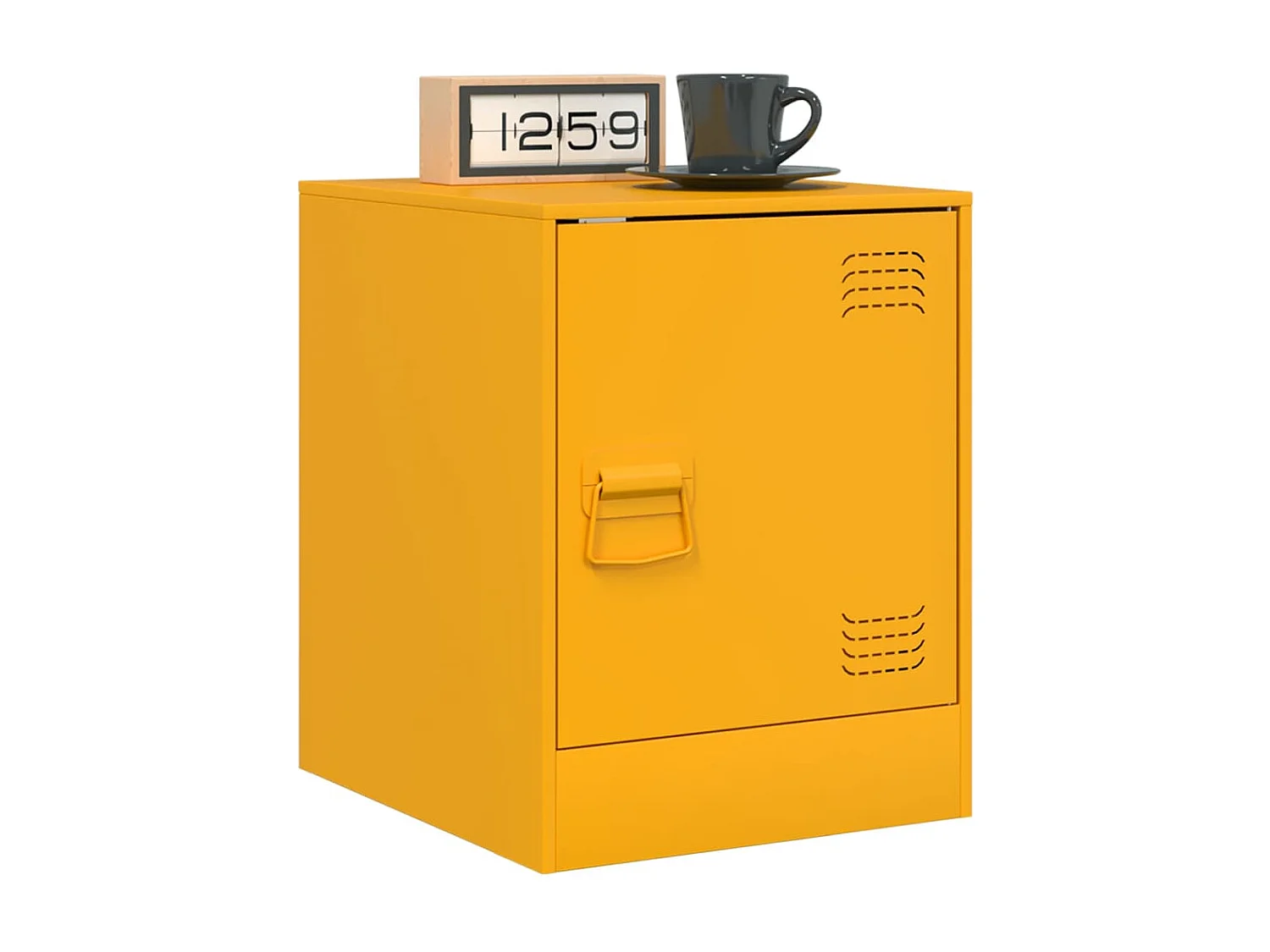 Mesitas de noche | Mesilla de noche 2 uds acero amarillo mostaza 34,5x39x44 cm