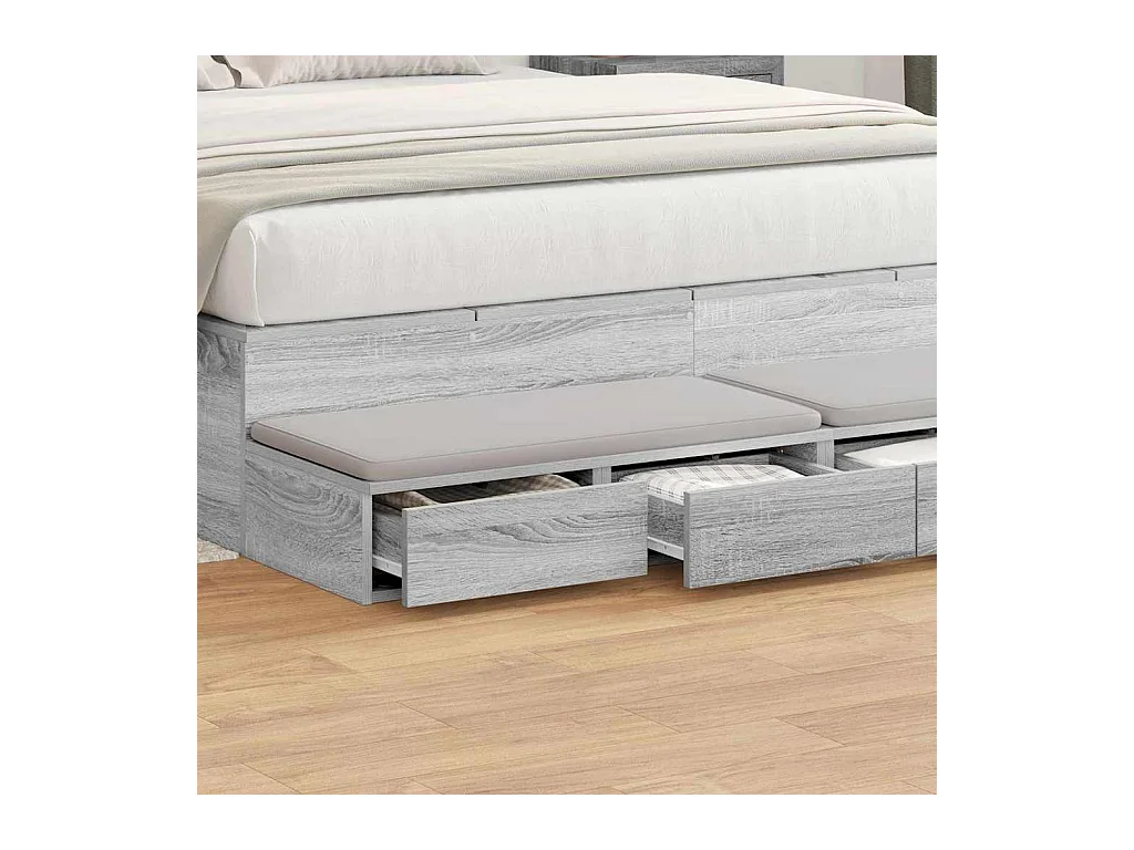 Gavetas de cama com gaveta Sonoma cinzento 160x36.5x16.5 cm