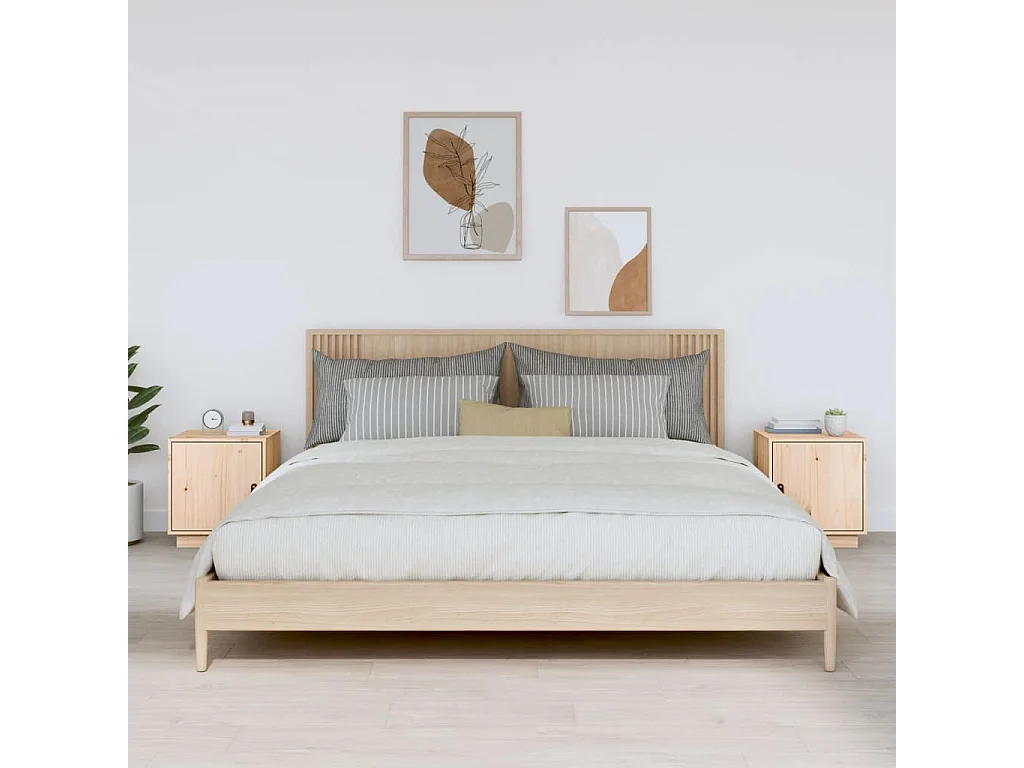 Mesitas de noche | Mesilla de noche 2 uds madera maciza de pino 40x34x45 cm