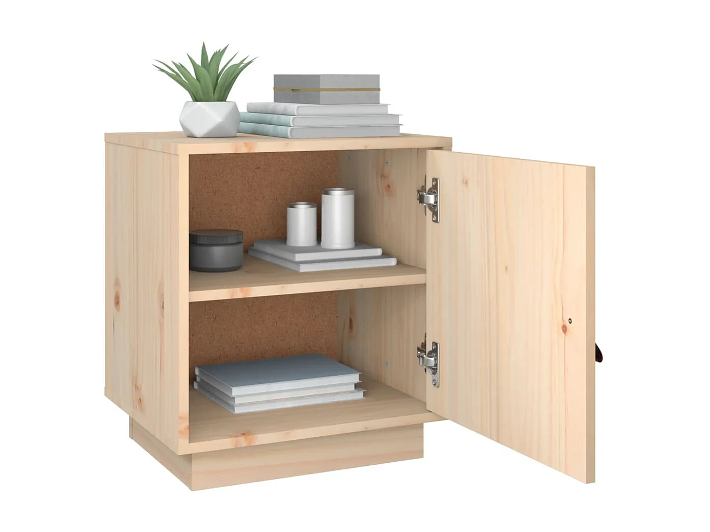 Nachttisch 2er Set-Beistelltisch-Nachttischkommode 40x34x45 cm Massivholz Kiefer SHL81212