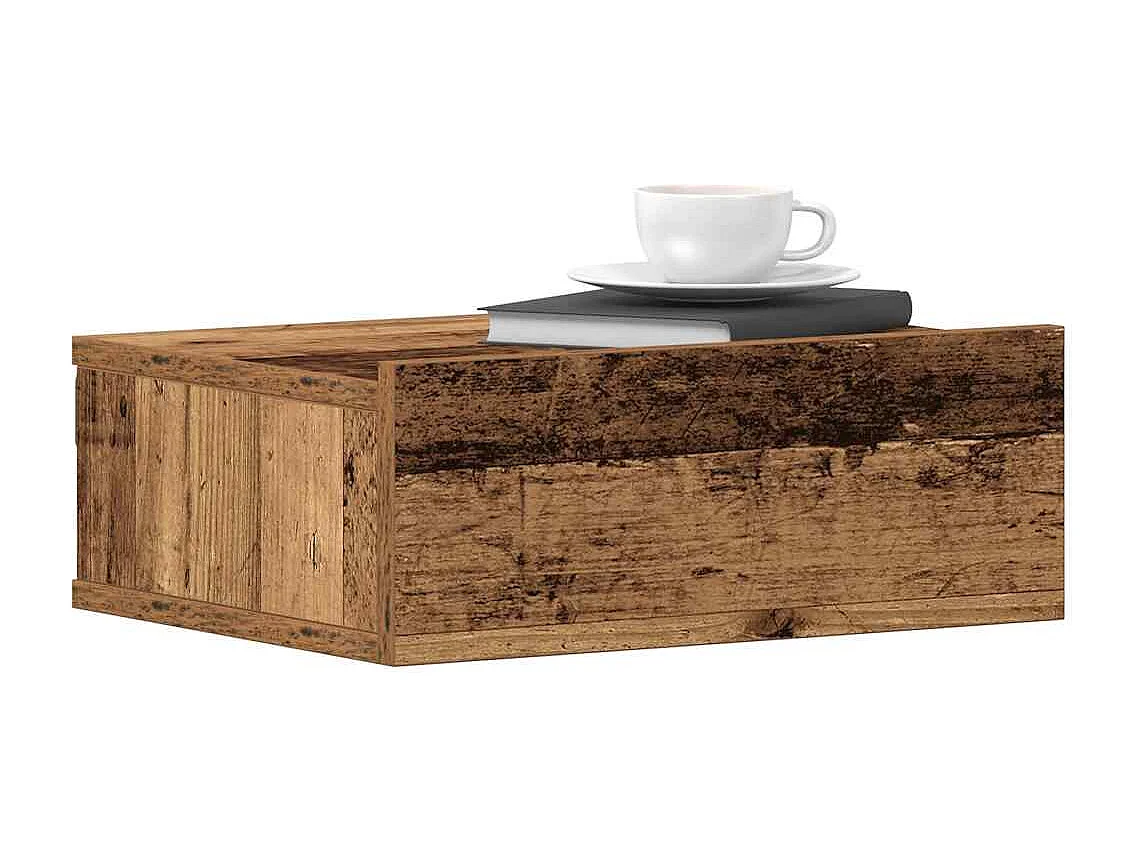 Nachttisch hängend | Wand-Nachttisch Altholz-Optik 40x32x15 cm Holzwerkstoff SHL44486