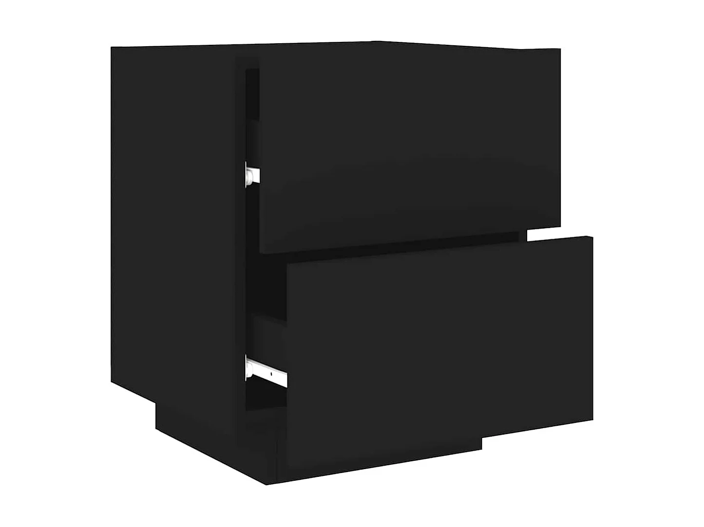 Nachttisch-Beistelltisch-Nachtschrank mit LED-Leuchten Schwarz Holzwerkstoff SHL5920