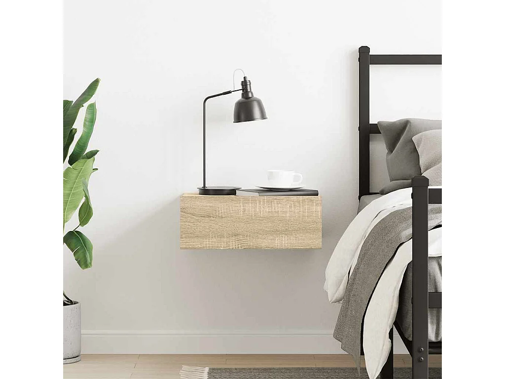Nachttisch hängend | Wand-Nachttisch Sonoma-Eiche 40x30x15 cm Holzwerkstoff SHL55754