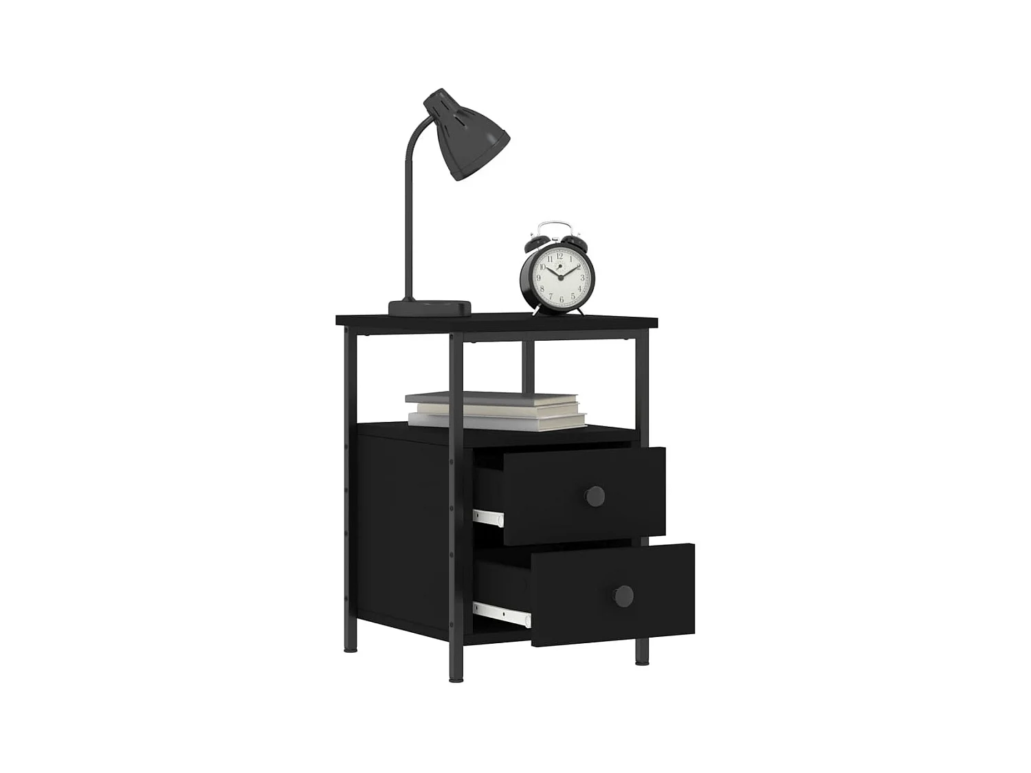 Mesita de noche | Mesilla de noche madera de ingeniería negro 34x35,5x50 cm