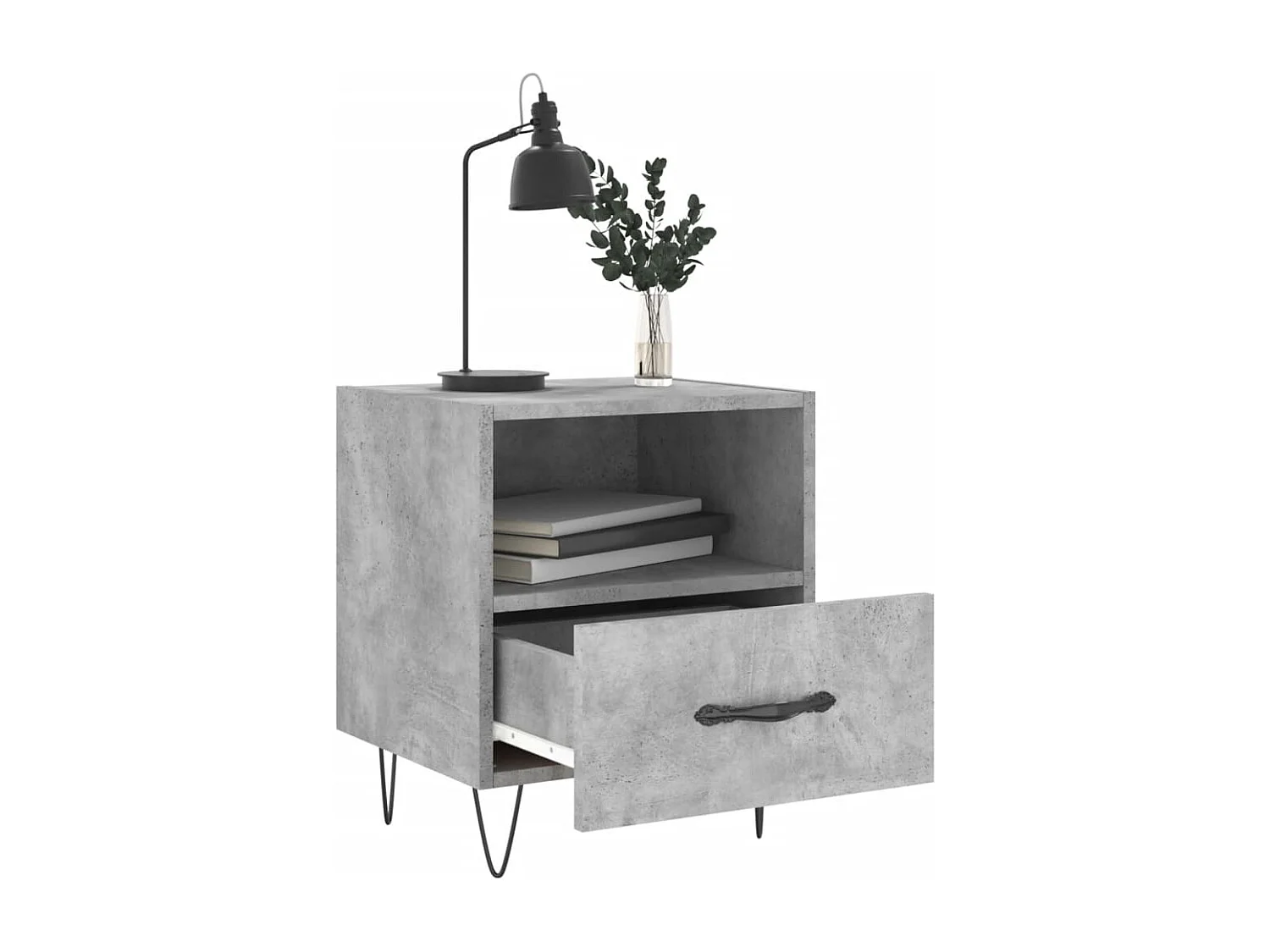 Mesita de noche | Mesilla de noche 2 uds. madera ingeniería gris hormigón 40x35x47,5cm