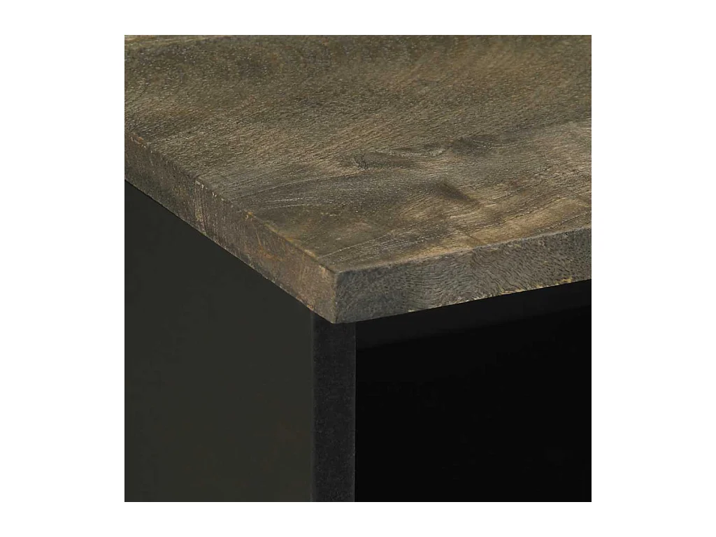 Mesita de noche | Mesilla de noche de madera maciza de mango negra 40x33x46 cm