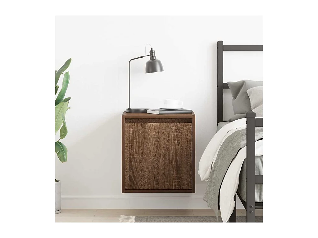 Mesilla de noche | Mesita de noche de pared roble marrón 38x34x40 cm