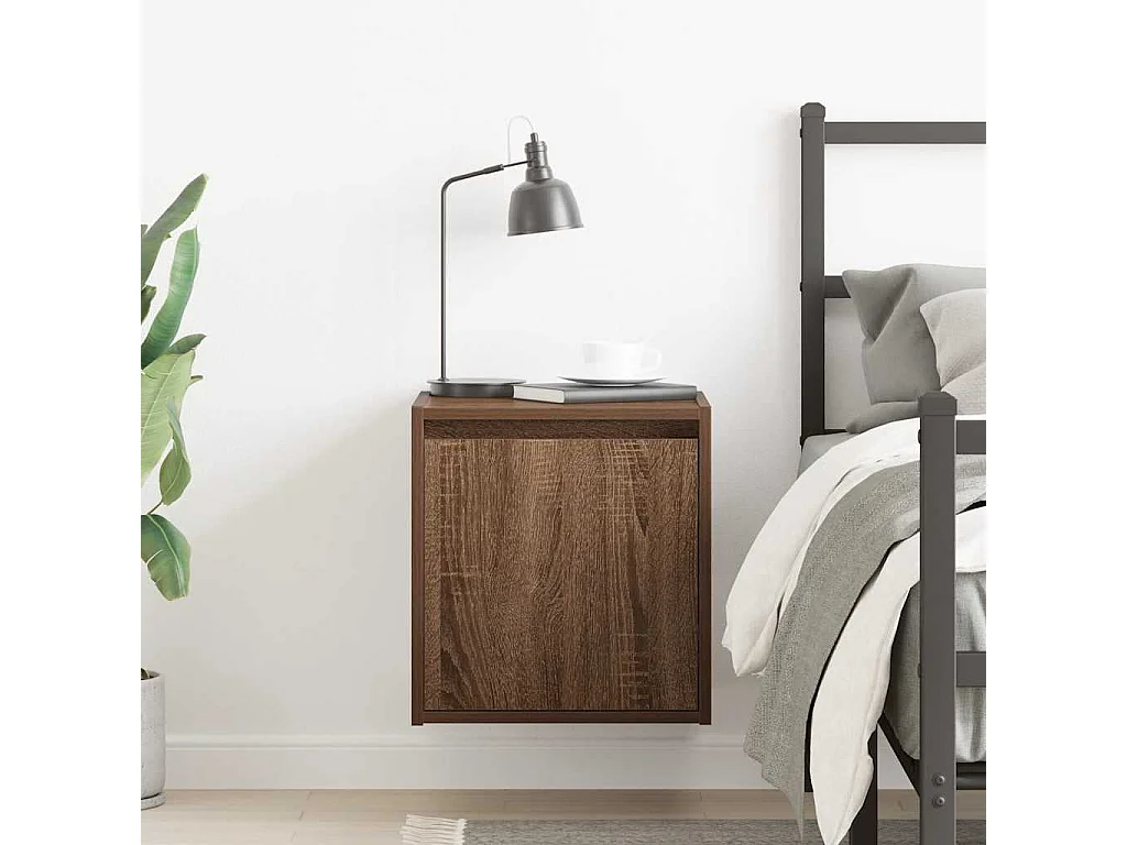 Nachttisch hängend | Wand-Nachttisch Braun Eichen-Optik 38x34x40 cm SHL77595