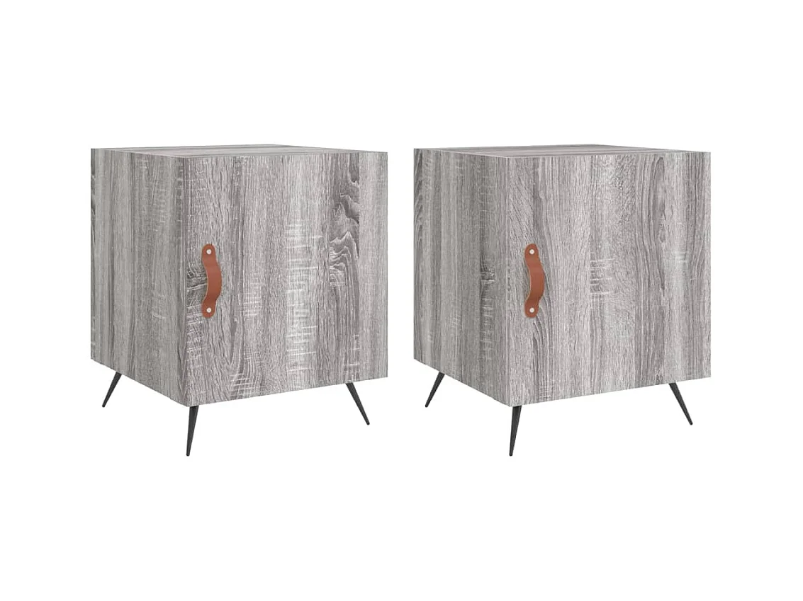Mesitas de noche | Mesilla de noche 2 uds madera ingeniería gris Sonoma 40x40x50 cm