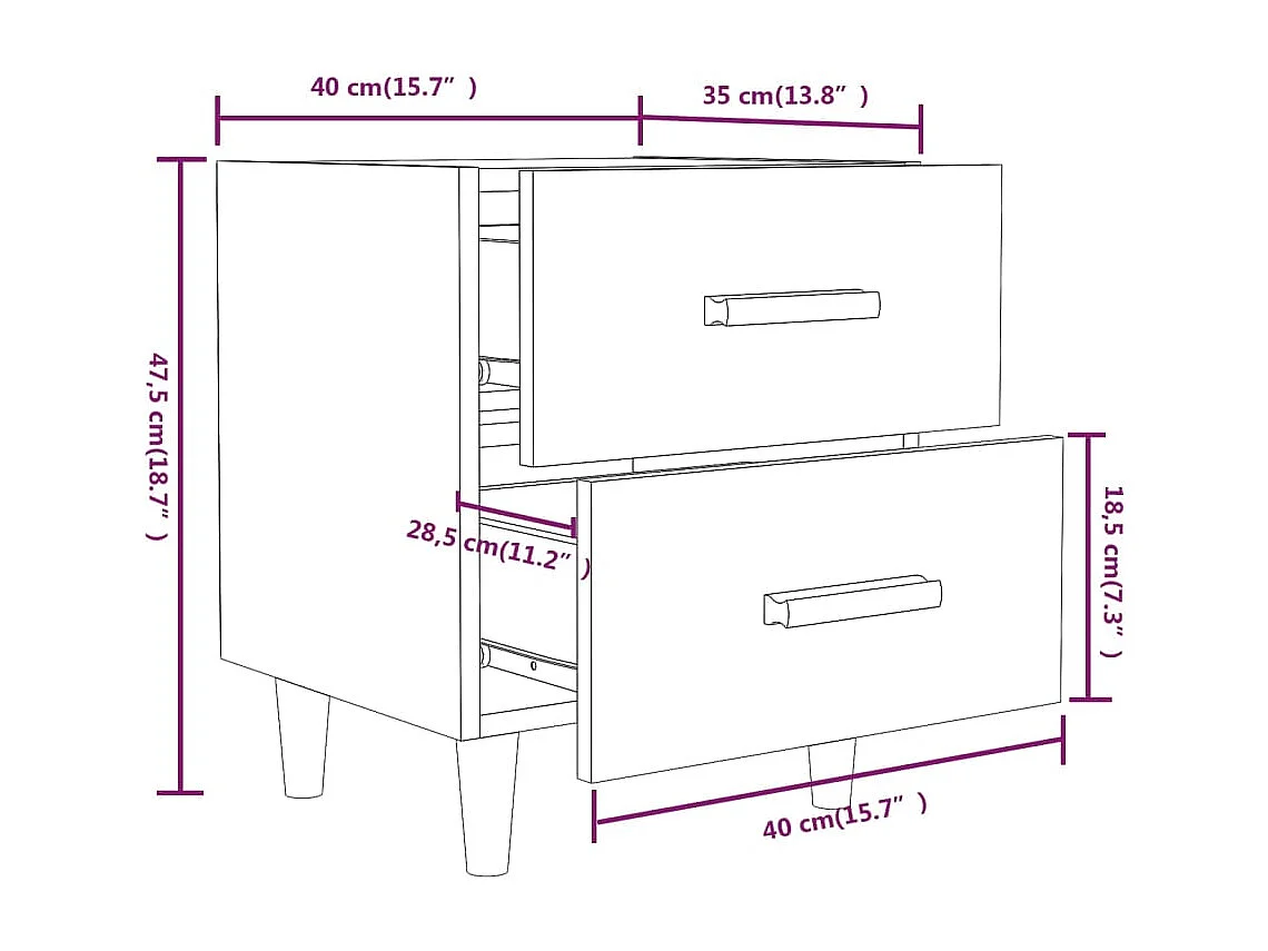 Nachttisch-Beistelltisch Grau Sonoma 40x35x47,5 cm SHL2219