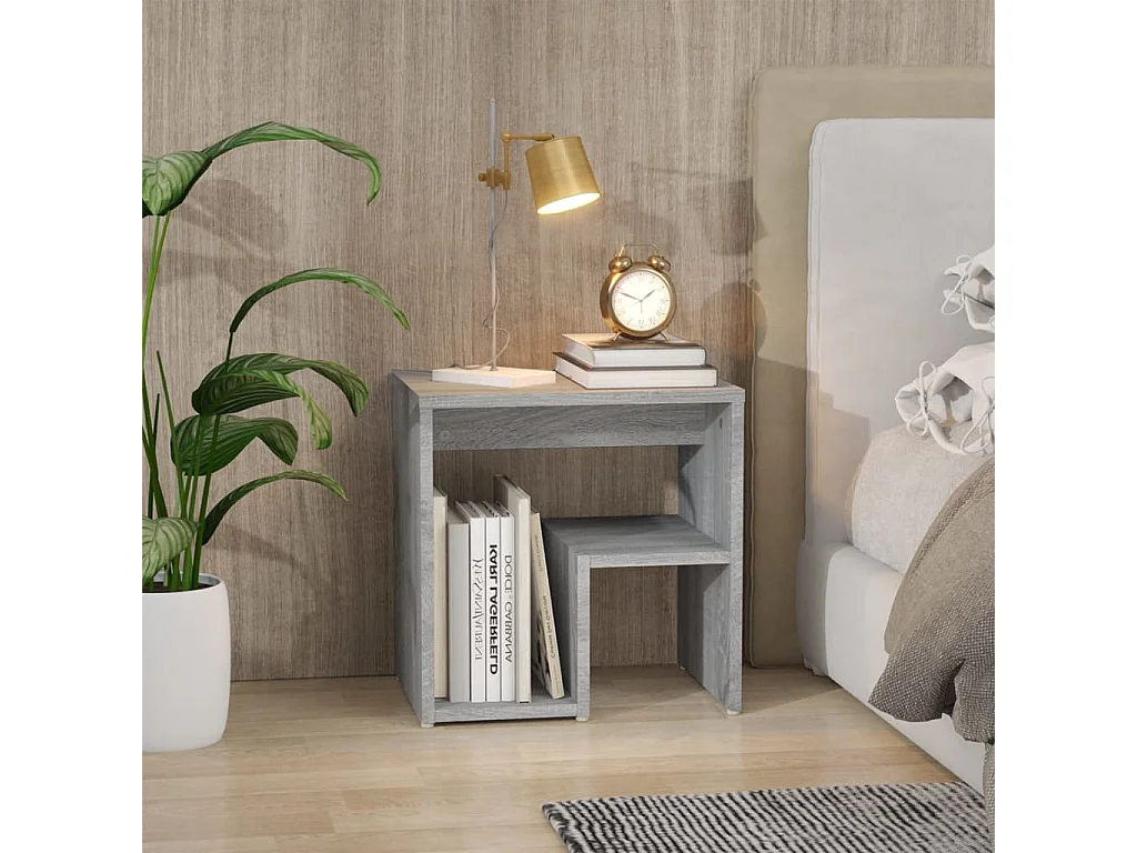Mesita de noche | Mesilla de noche madera contrachapada gris Sonoma 40x30x40 cm