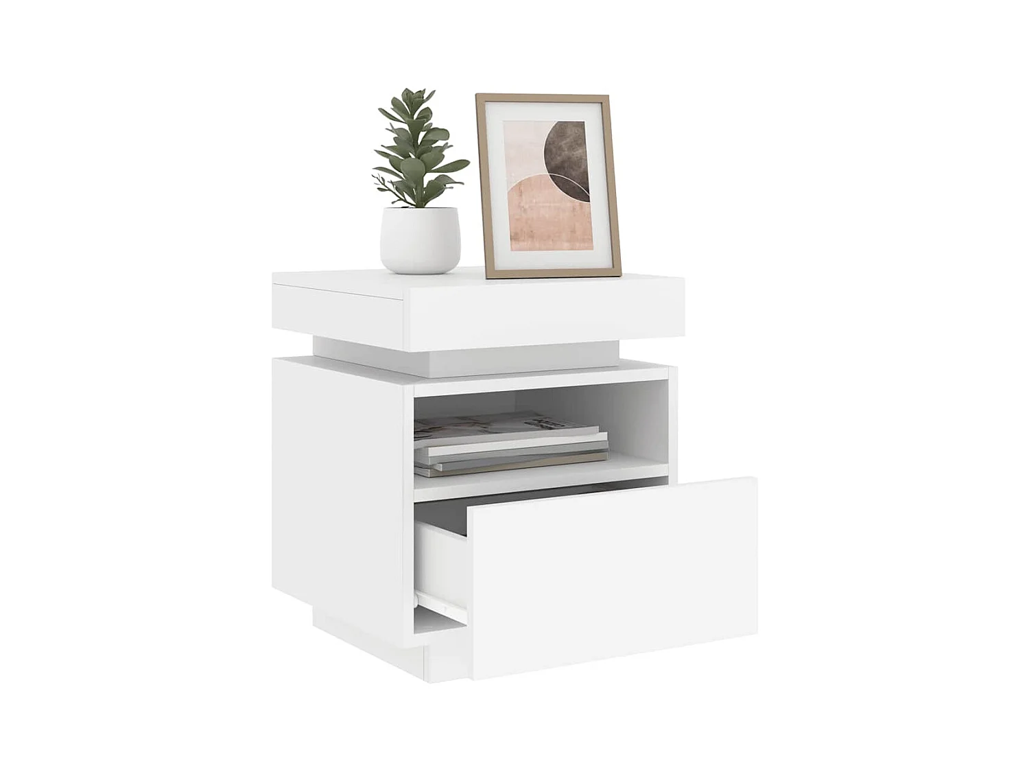 Mesita de noche | Mesilla de noche con luces LED blanco 40x39x48,5 cm