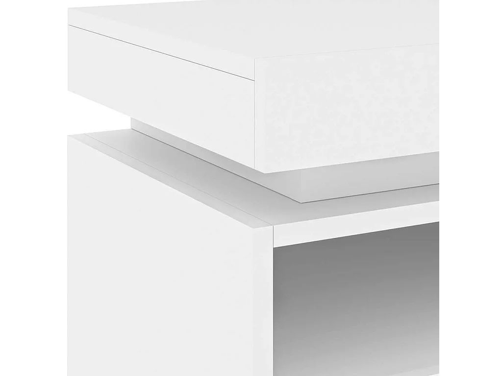 Nachttisch-Beistelltisch mit LED-Leuchten Weiß 40x39x48,5 cm SHL49774
