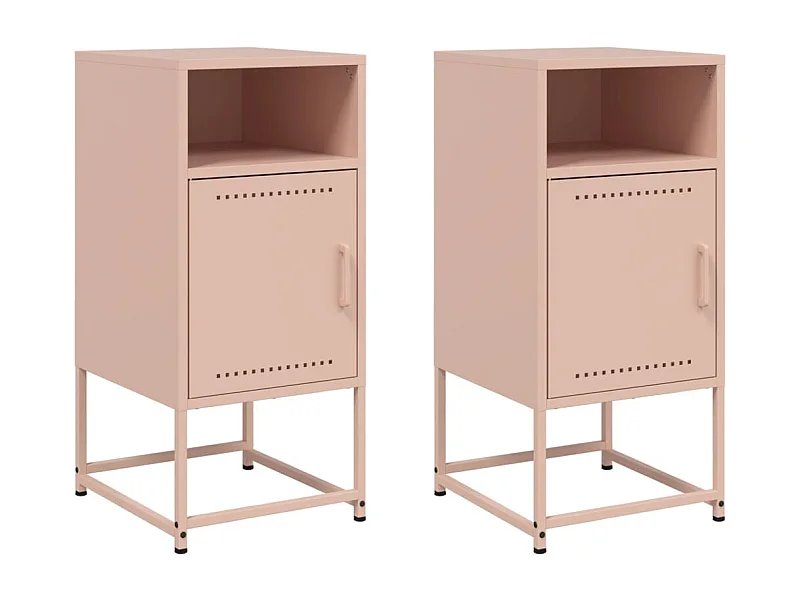 Tables de chevet lot de 2 avec rangement rose 36x39x78 cm acier Style moderne