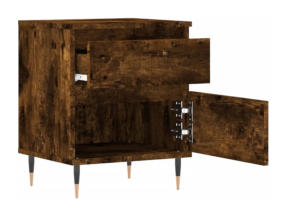 Mesita de noche | Mesilla de noche madera de ingeniería roble ahumado 40x35x50 cm