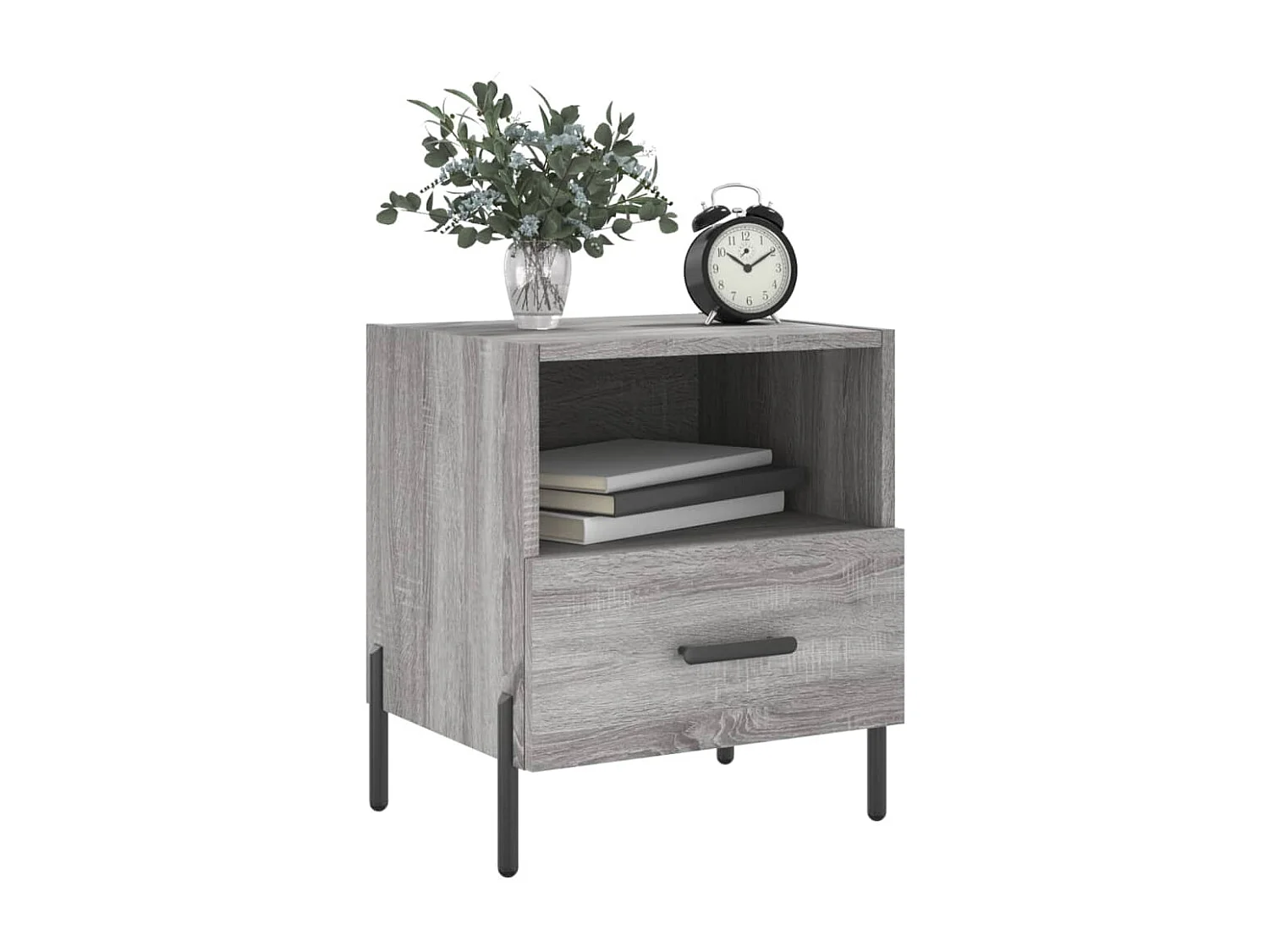 Mesitas de noche | Mesilla de noche 2 uds madera ingeniería gris Sonoma 40x35x47,5 cm