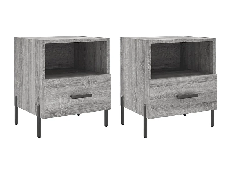 Tables de chevet lot de 2 avec rangement sonoma gris 40x35x47,5 cm
