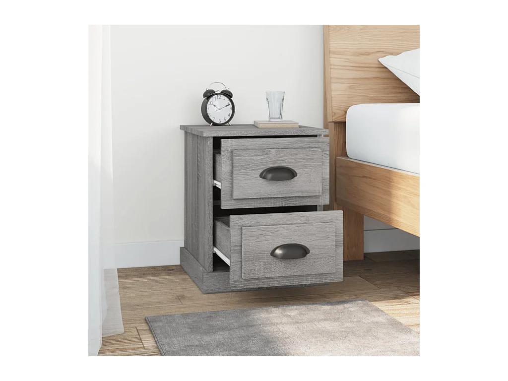 Mesitas de noche | Mesilla de noche 2 uds madera contrachapada gris 39x39x47,5 cm