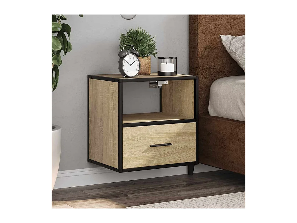 Tables de chevet flottantes Lot de 2 avec rangement chêne sonoma 40x31x39,5 cm