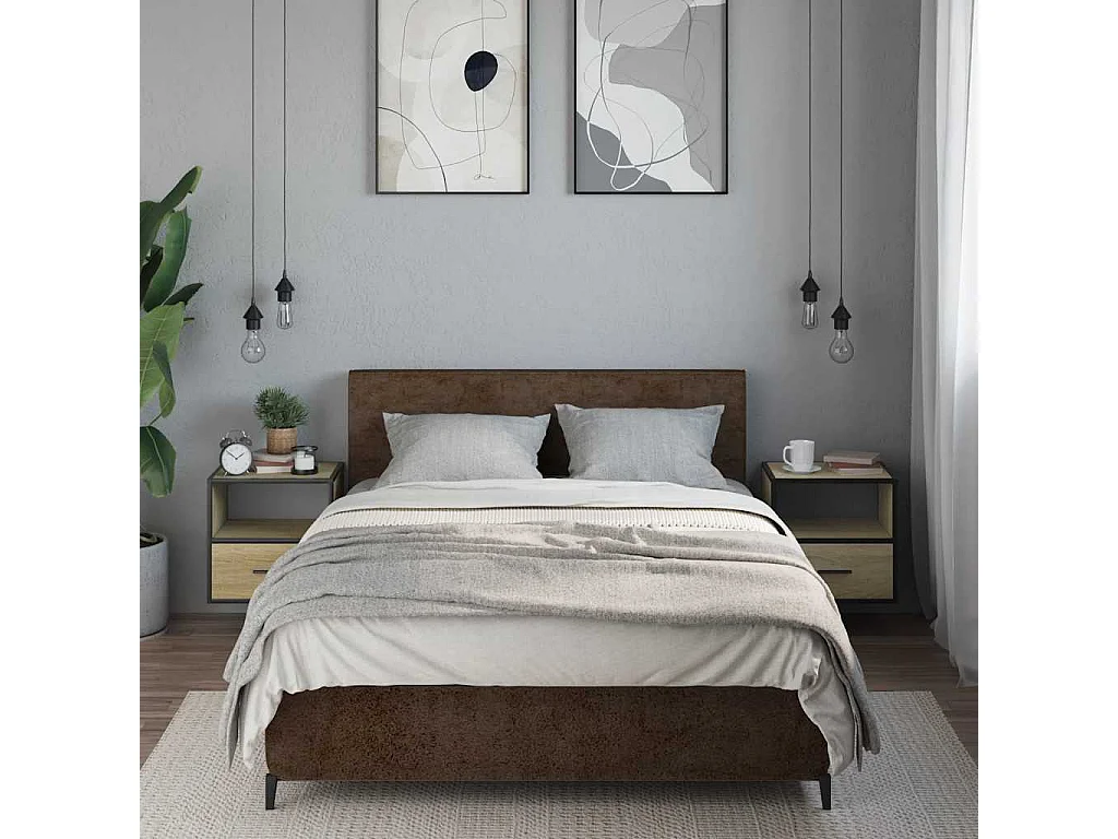 Mesitas de noche | Mesilla de noche de pared 2 unidades roble Sonoma 40x31x39,5 cm