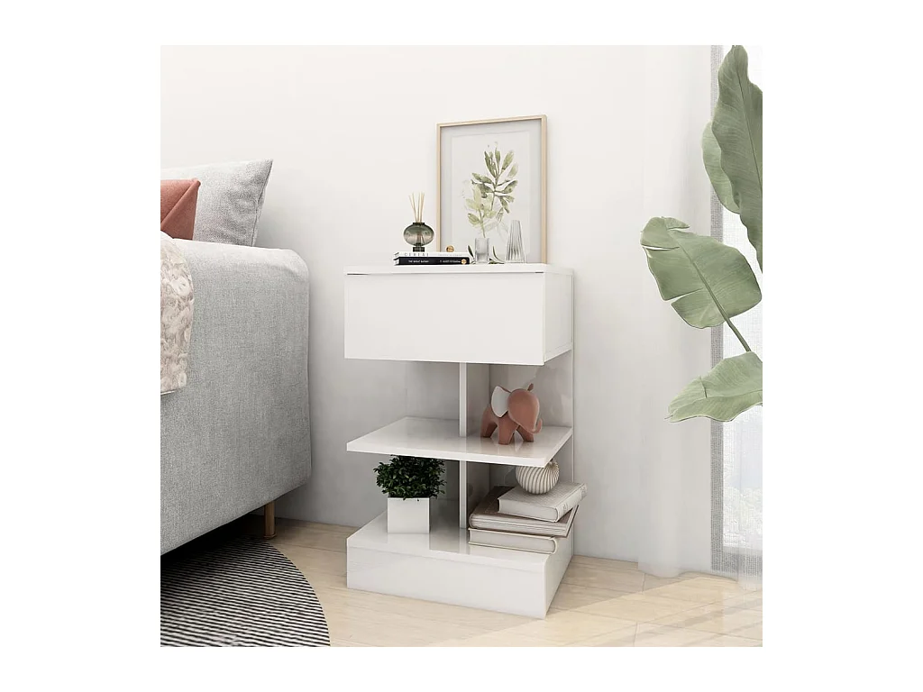 Mesitas de noche | Mesilla de noche 2 unidades blanco brillo 40x35x65 cm