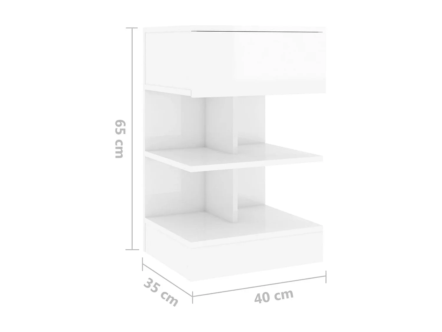Nachttisch 2er Set-Beistelltisch Hochglanz-Weiß 40x35x65 cm SHL1286